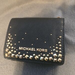 Michael Kors Black Wallet with Gold Studs